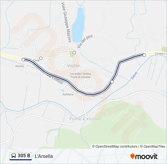 305 B Bus Line Map