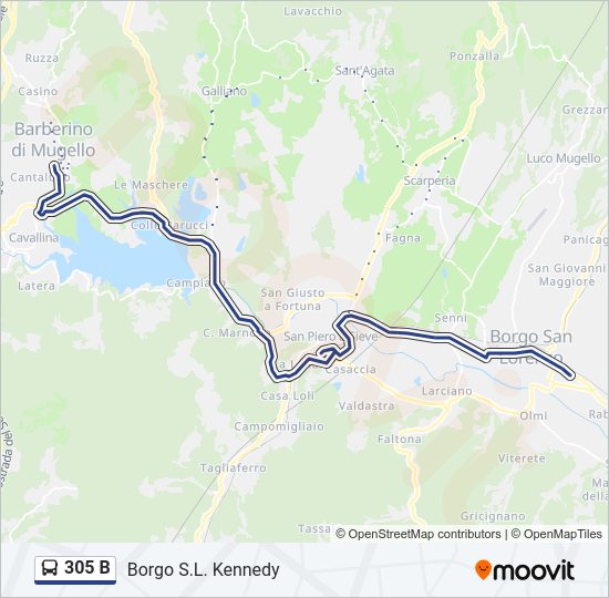 Percorso linea bus 305 B