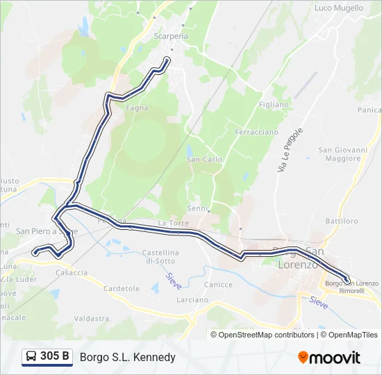 Percorso linea bus 305 B