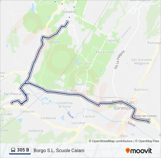 305 B Bus Line Map