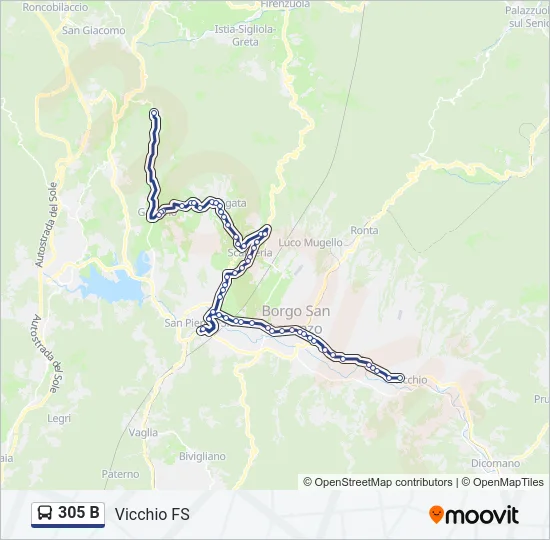 305 B Bus Line Map