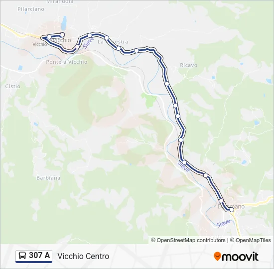 307 A Bus Line Map