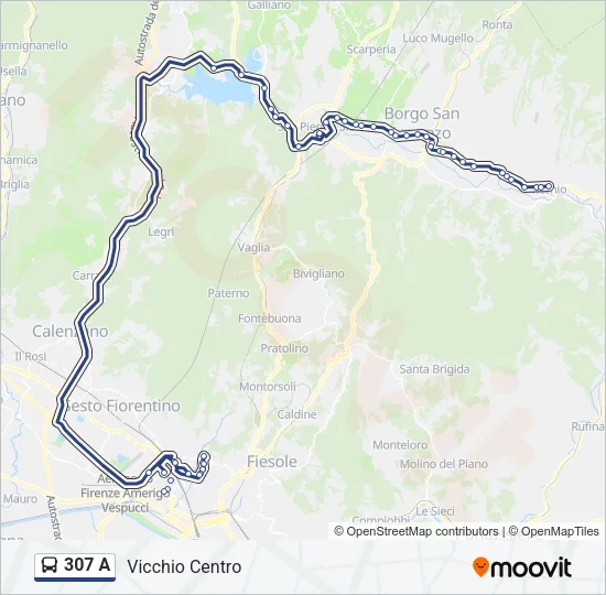 307 A Bus Line Map