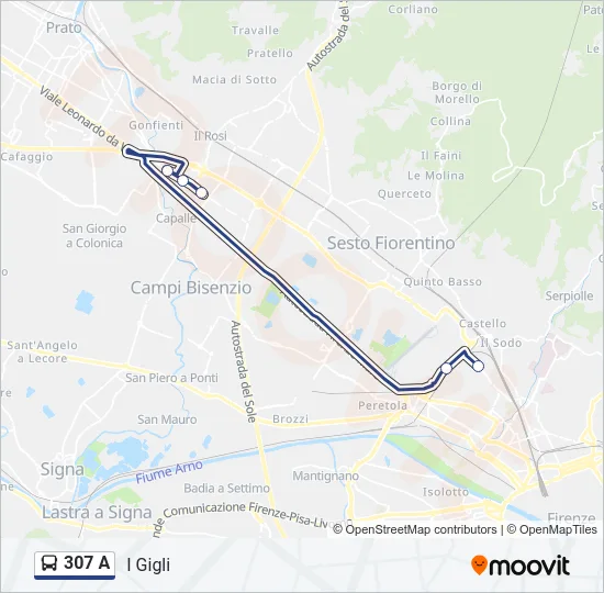 307 A Bus Line Map