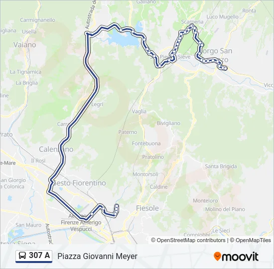 307 A Bus Line Map