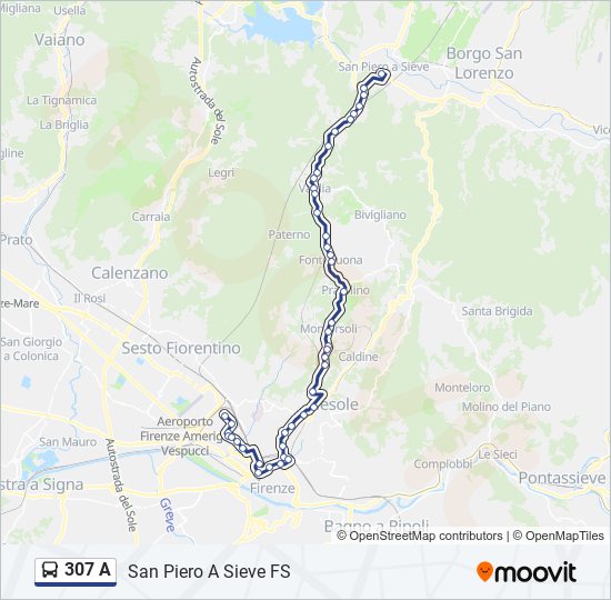 307 A bus Line Map