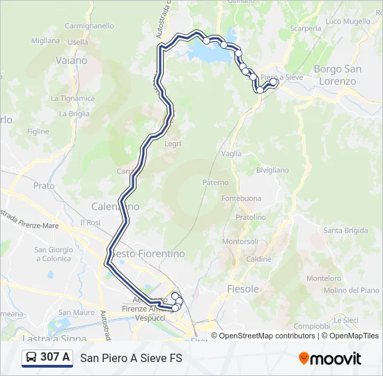 307 A Bus Line Map