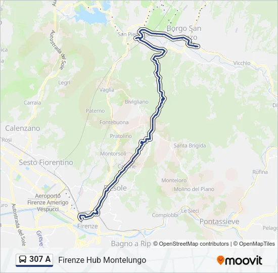 307 A Bus Line Map