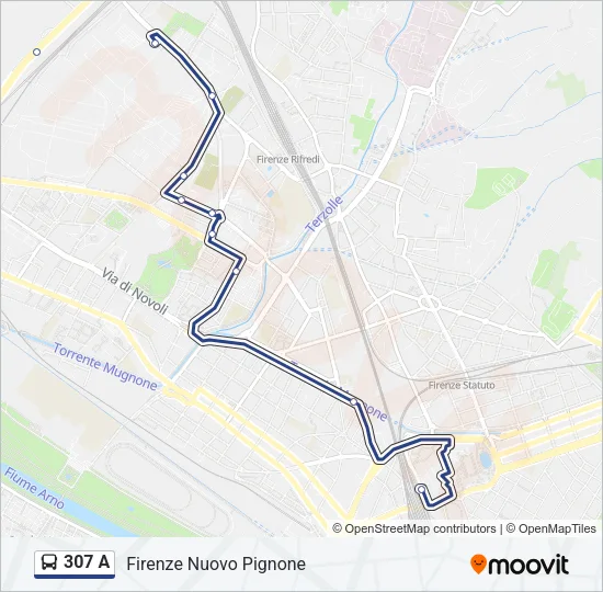 307 A Bus Line Map