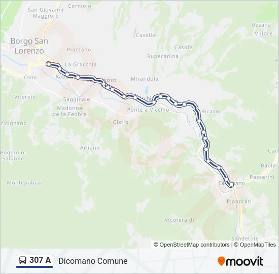 307 A Bus Line Map