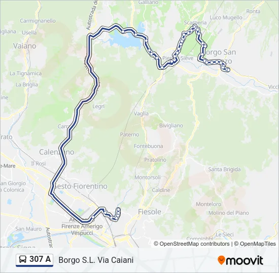 307 A Bus Line Map