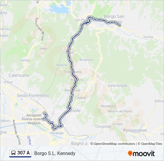 Percorso linea bus 307 A