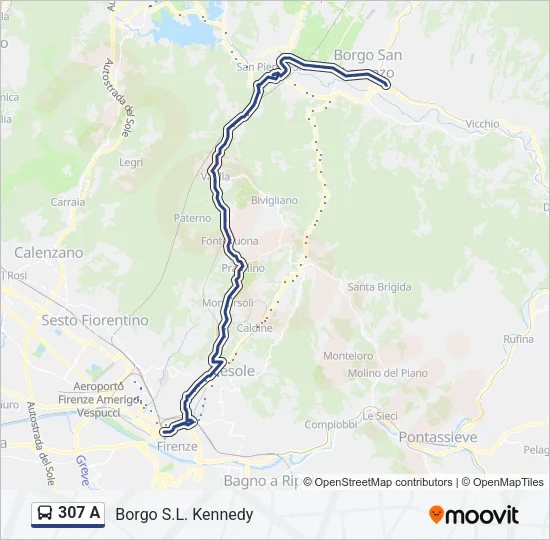 Percorso linea bus 307 A