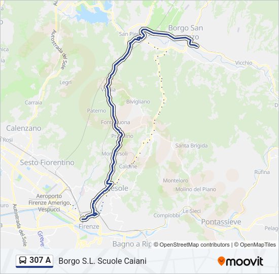 307 A Bus Line Map