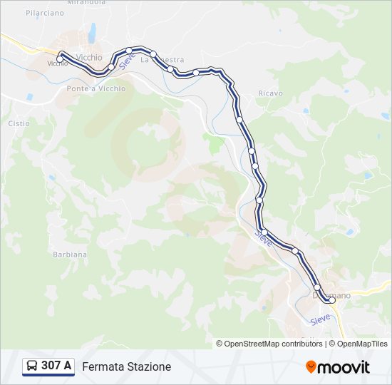 Percorso linea bus 307 A