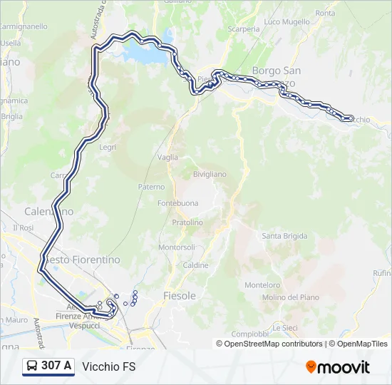 307 A Bus Line Map