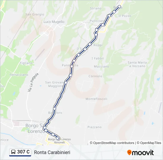 Percorso linea bus 307 C