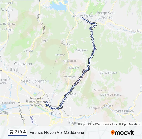 Percorso linea bus 319 A