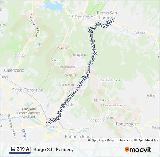 319 A Bus Line Map