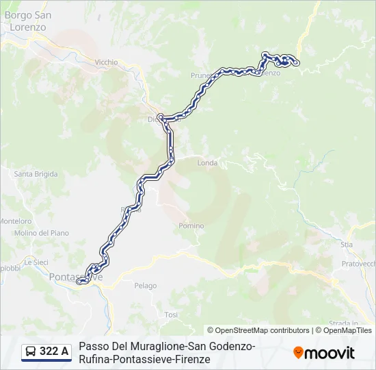Percorso linea bus 322 A