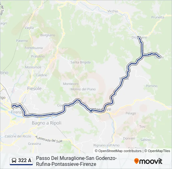 322 A Bus Line Map