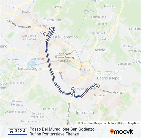322 A Bus Line Map