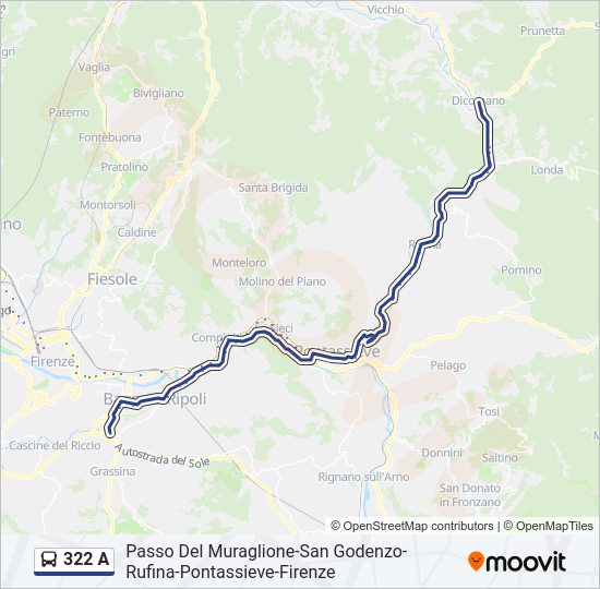 Percorso linea bus 322 A