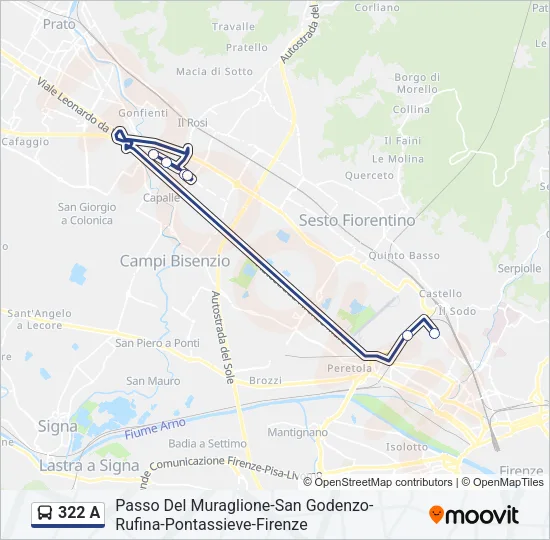 322 A Bus Line Map