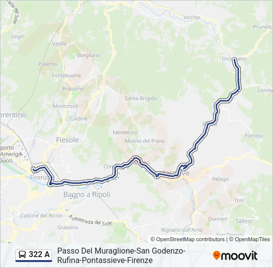 322 A Bus Line Map