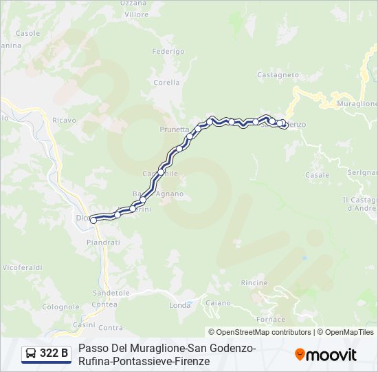 Percorso linea bus 322 B