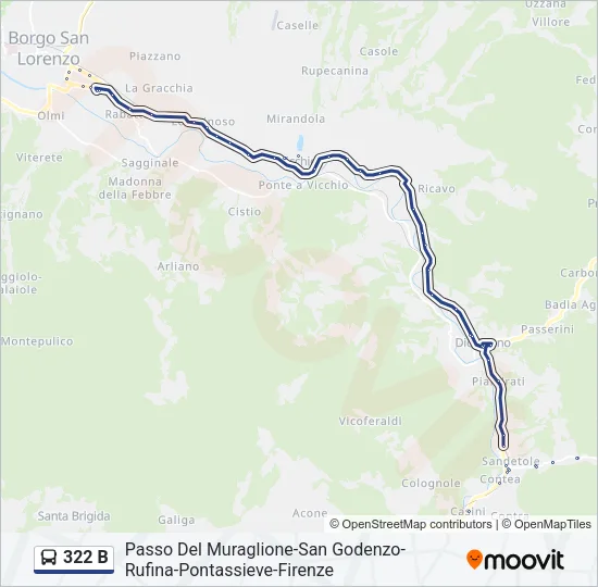 Percorso linea bus 322 B