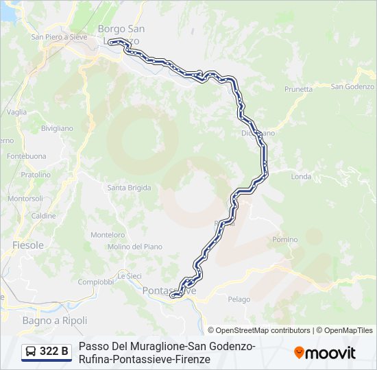 Percorso linea bus 322 B