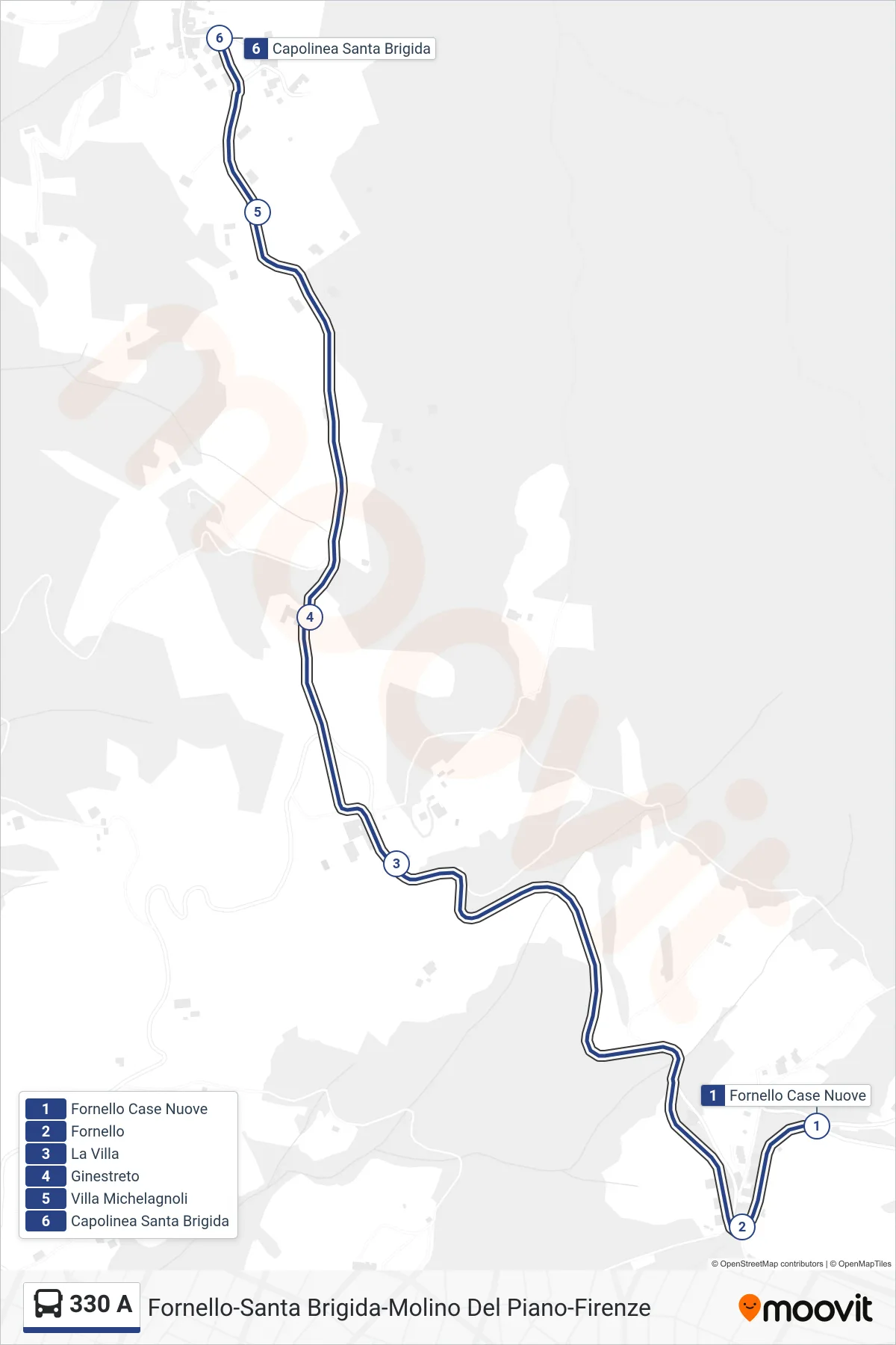 Linea 330 A bus (Capolinea Santa Brigida) - Percorsi e fermate sulla mappa