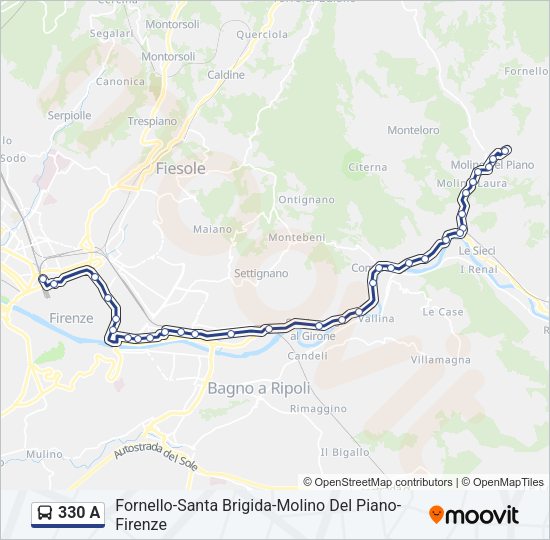 330 A Bus Line Map