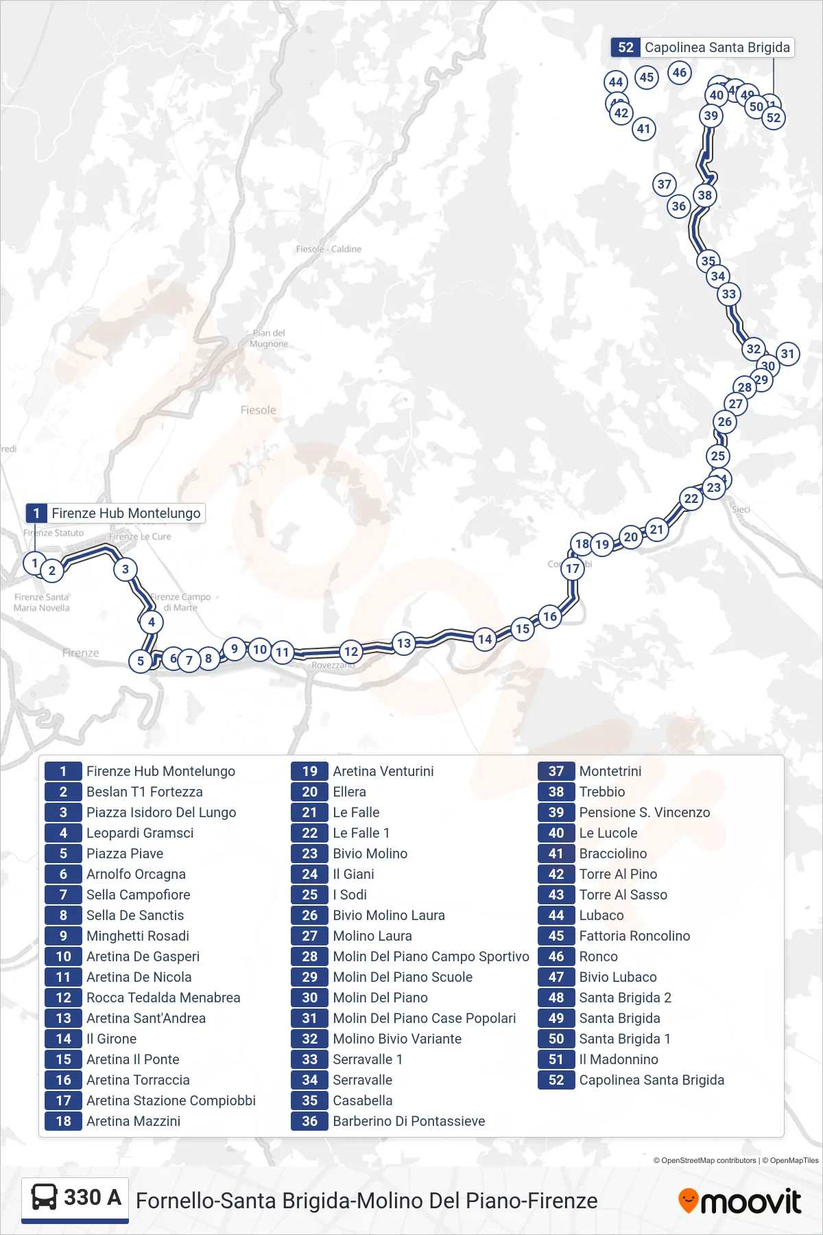 Linea 330 A bus (Capolinea Santa Brigida) - Percorsi e fermate sulla mappa