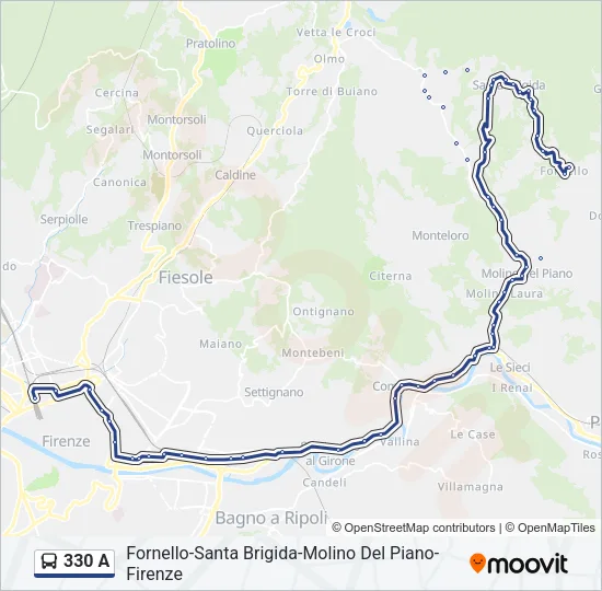 330 A Bus Line Map