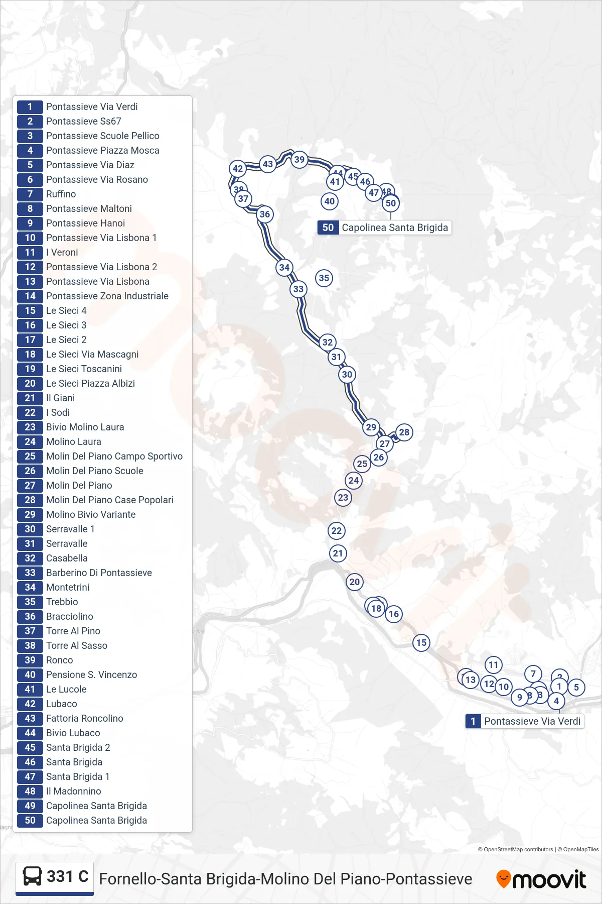 Linea 331 C bus (Capolinea Santa Brigida) - Percorsi e fermate sulla mappa