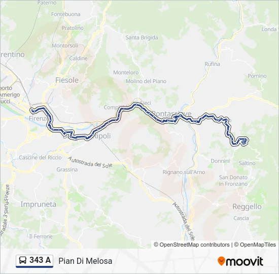 343 A Bus Line Map