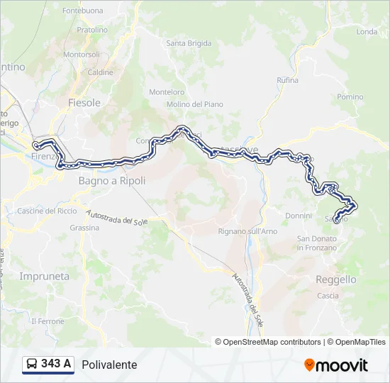 Percorso linea bus 343 A