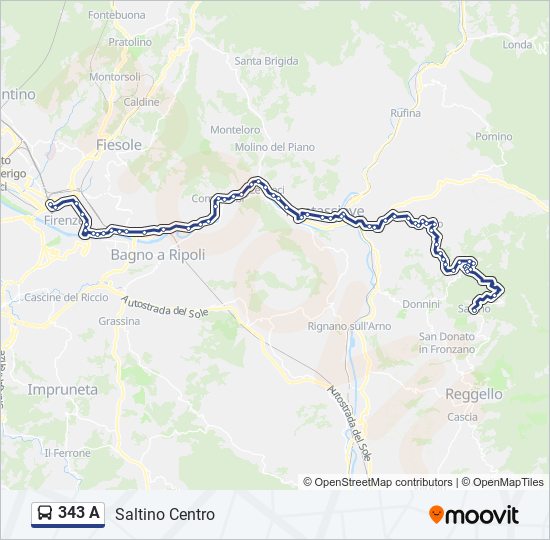 Percorso linea bus 343 A