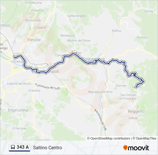 343 A Bus Line Map