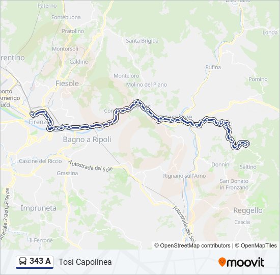 Percorso linea bus 343 A