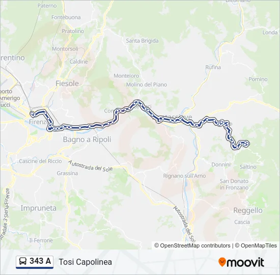 343 A Bus Line Map