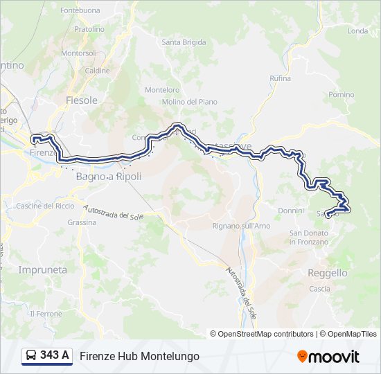 343 A bus Line Map