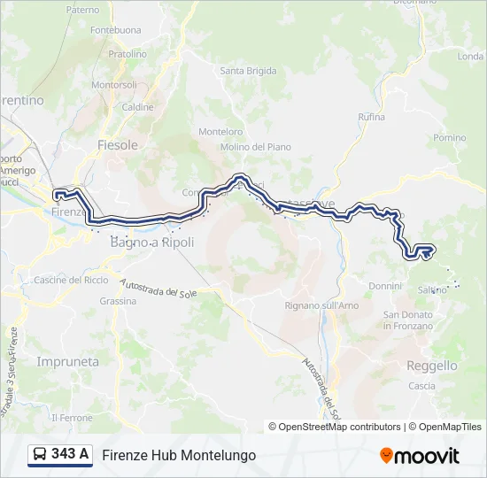 343 A Bus Line Map