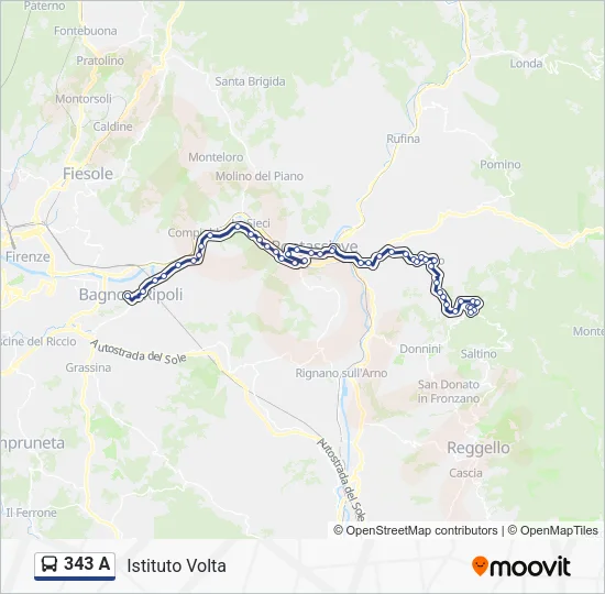 343 A Bus Line Map