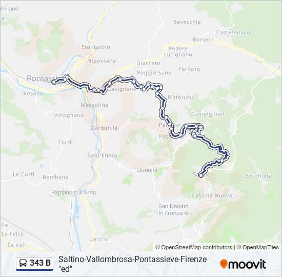 Percorso linea bus 343 B