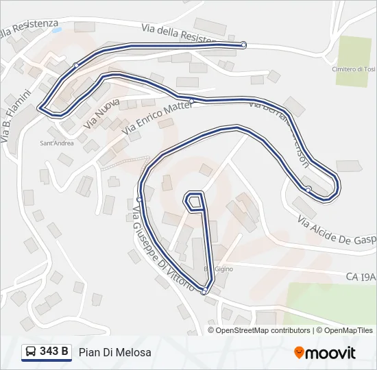Percorso linea bus 343 B