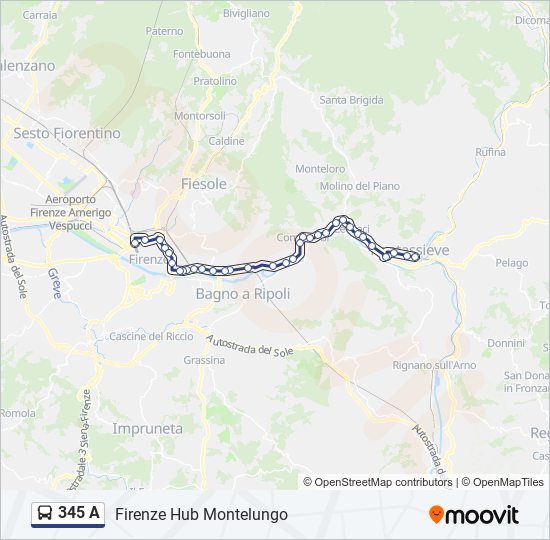 345 A bus Line Map