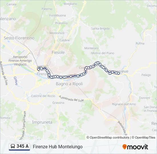 345 A Bus Line Map